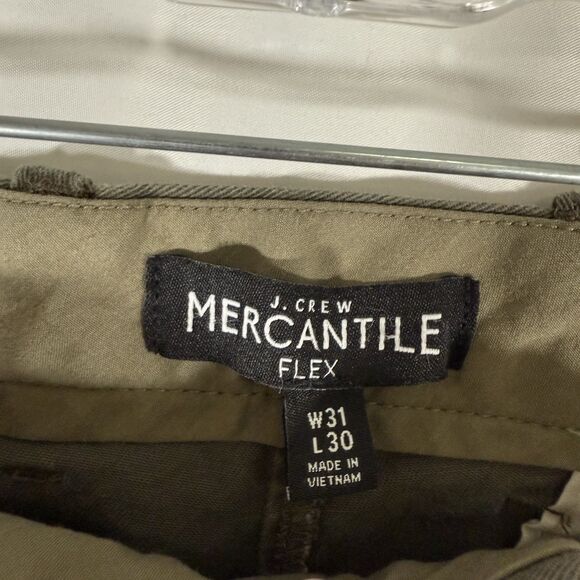 J. Crew Mercantile Pants Men's 31x30 Green Straight Flat Front Flex Cotton Blend - Picture 4 of 11